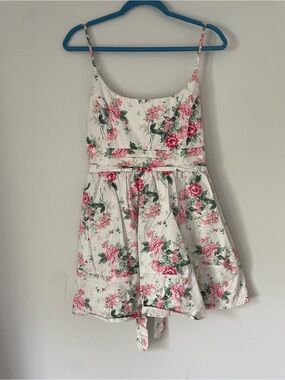 Miami White Dress with Pink Floral Pattern